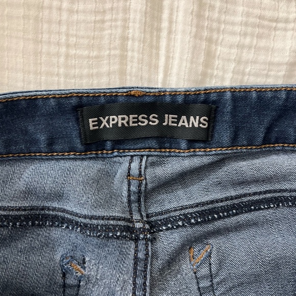 Express Barely Boot Jeans Low Waist Dark Blue Size 0 Short - Picture 4 of 5